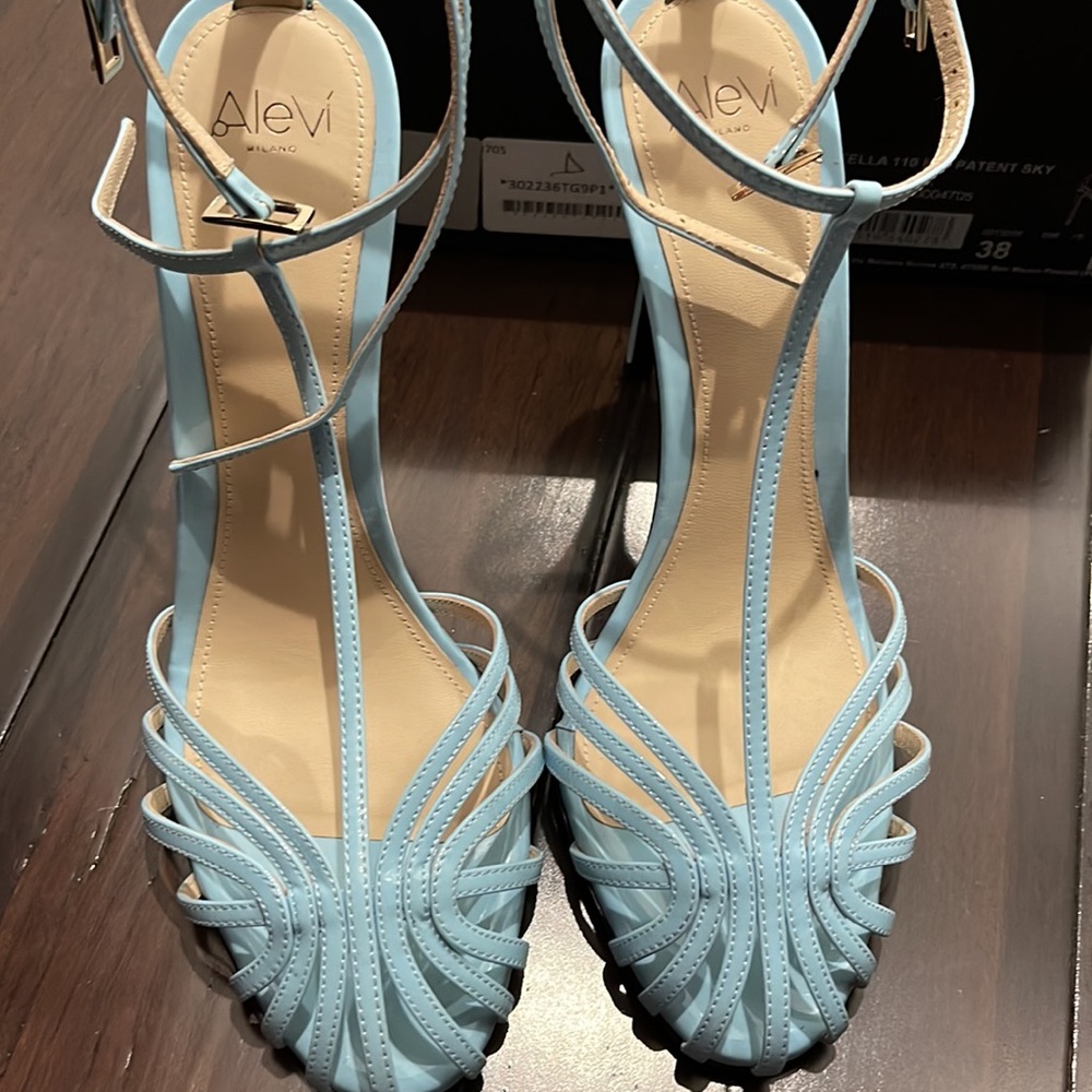Alevi Stella Kim Patent Blue Sandals - Picture 2 of 5